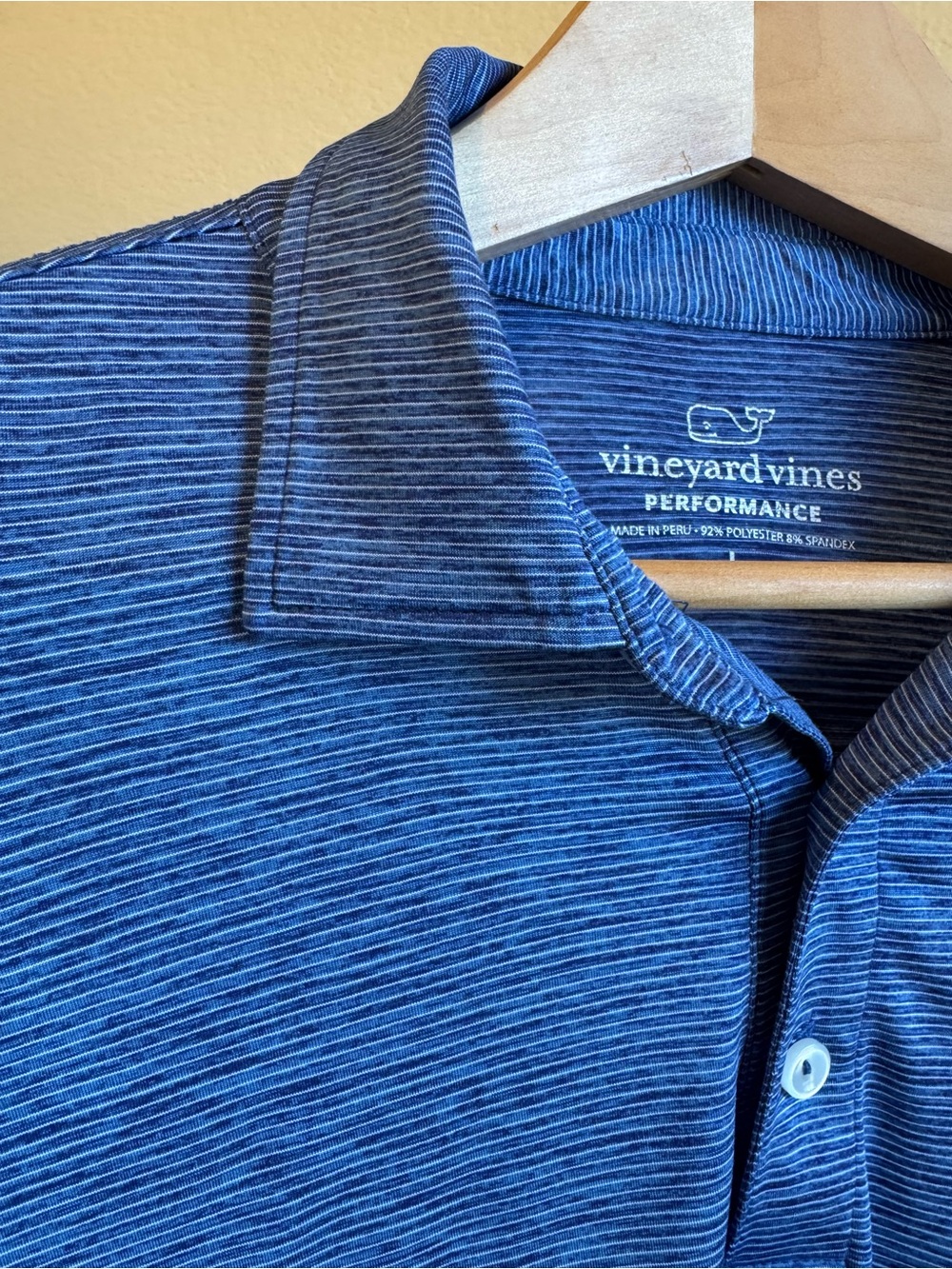 Vineyard Vines Performance Polo Mens Large Blue/White Striped Short Sleeve Golf - Picture 5 of 12